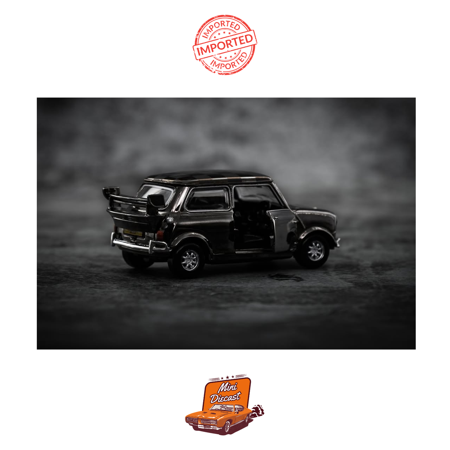 Tiny City Mini Cooper with Spoiler (Black Chrome) 1:50 Scale