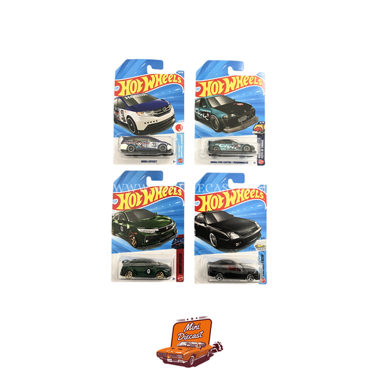 Hot Wheels Mainline (Set of 4) – Honda Odyssey / Honda Civic Custom / 2018 Honda Civic Type R / ’98 Honda Prelude