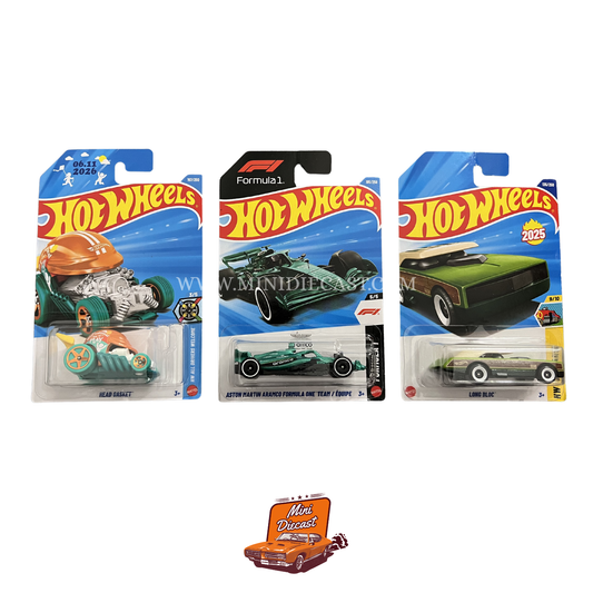 Hot Wheels Mainline (Set of 3) – Head Gasket / Aston Martin Aramco Formula One Team / Long Bloc
