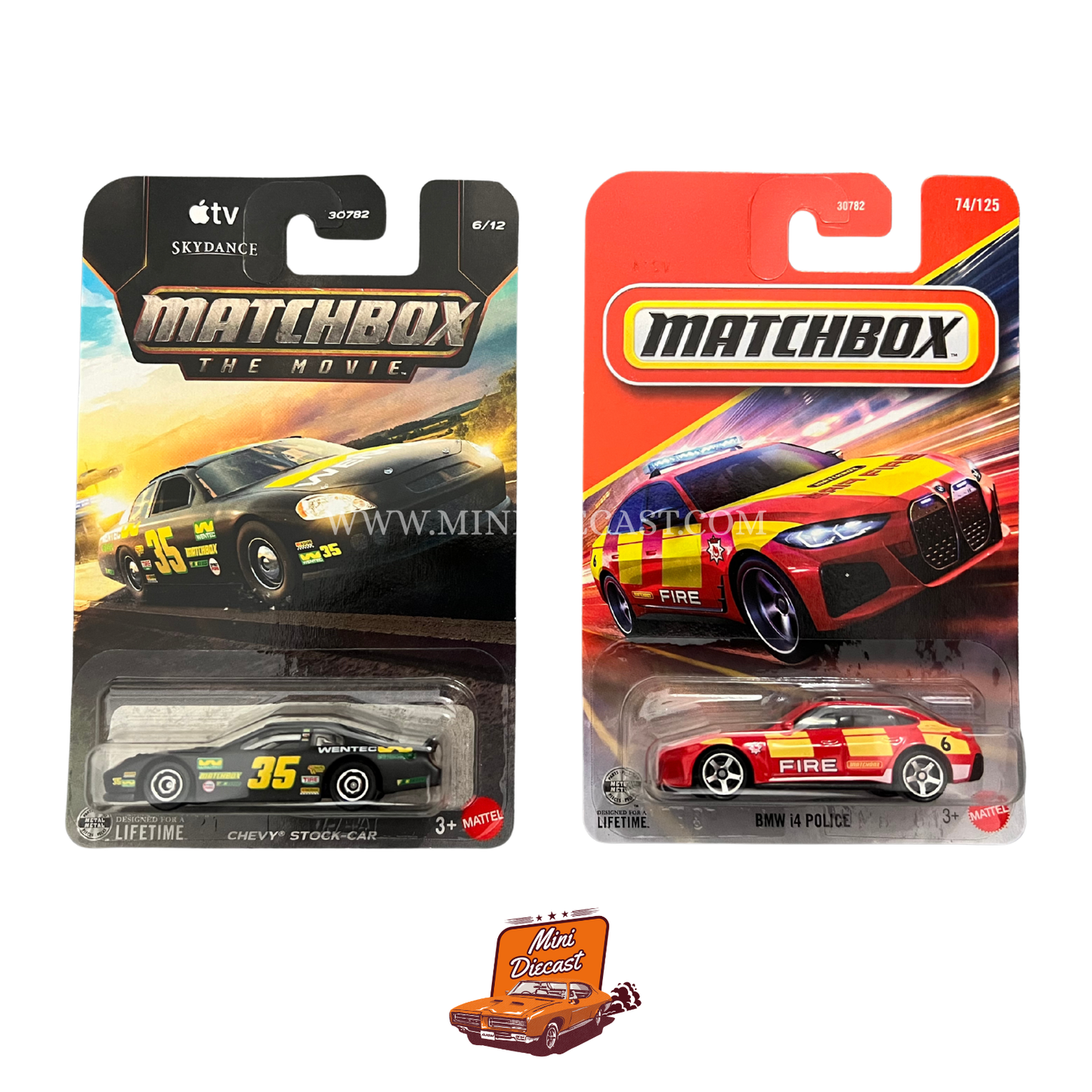 Matchbox (Set of 2) – Chevy Stock Car / BMW i4 Police
