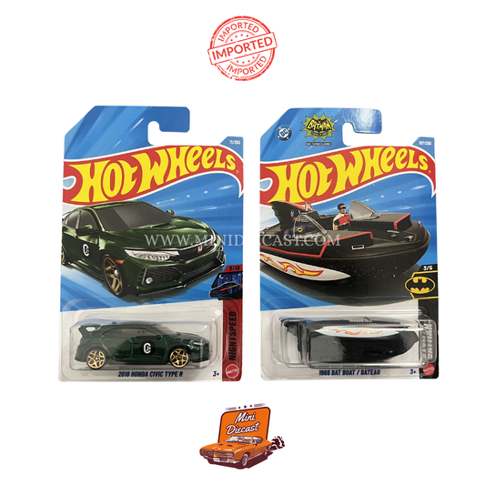 Hot Wheels Mainline (Set of 2) – 2018 Honda Civic Type R / 1966 Bat Boat (Imported)
