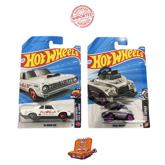 Hot Wheels Mainline (Set of 2) – '64 Dodge 330 / Pedal Driver (Imported)