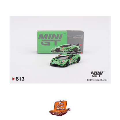 Mini GT #813 Lamborghini Huracán GT3 EVO2 #63 Iron Lynx IMSA 2023 Daytona 24 Hrs