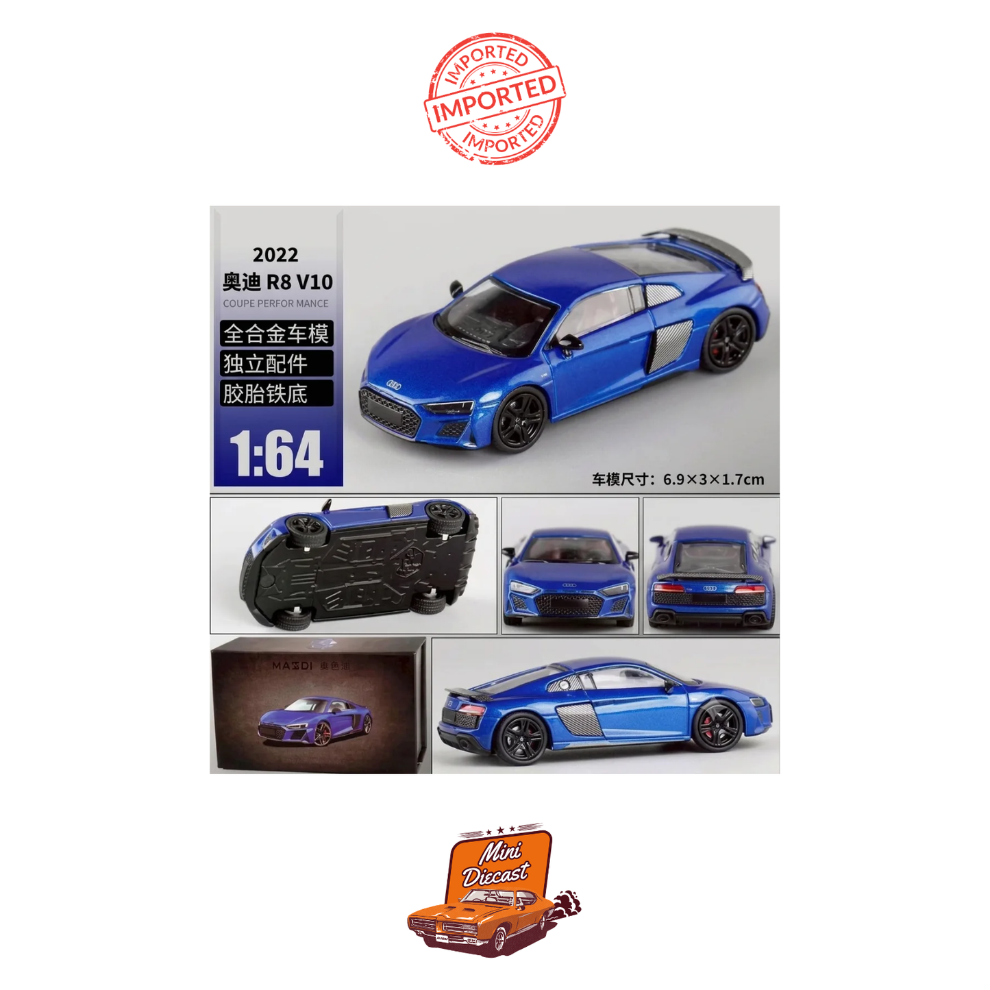 MASSDI 2022 Audi R8 V10 Coupe Performance (Blue)