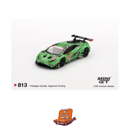Mini GT #813 Lamborghini Huracán GT3 EVO2 #63 Iron Lynx IMSA 2023 Daytona 24 Hrs
