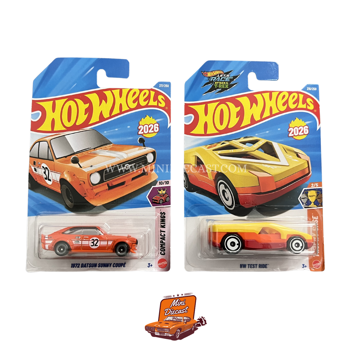 Hot Wheels Mainline (Set of 2) – 1972 Datsun Sunny Coupé / HW Test Ride
