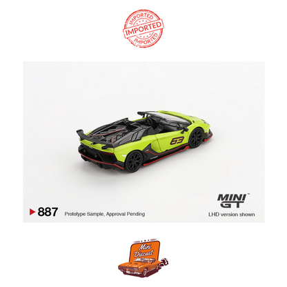 Mini GT #887 Lamborghini Aventador SVJ 63 Roadster (Verde Shock)