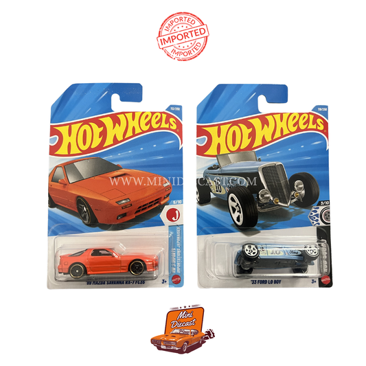 Hot Wheels Mainline (Set of 2) – '89 Mazda Savanna RX-7 FC3S / '33 Ford Lo-Boy (Imported)