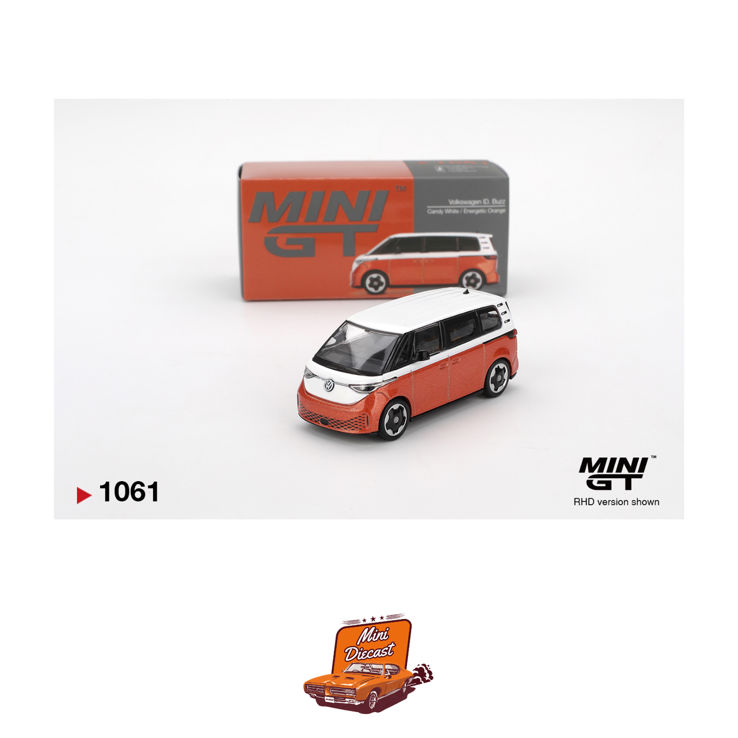 Mini GT #1061 Volkswagen ID.Buzz Candy White / Energetic Orange