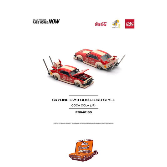 Pop Race x Tiny Coca-Cola Skyline C210 Kaido Racer Bosozoku Style PR64-135
