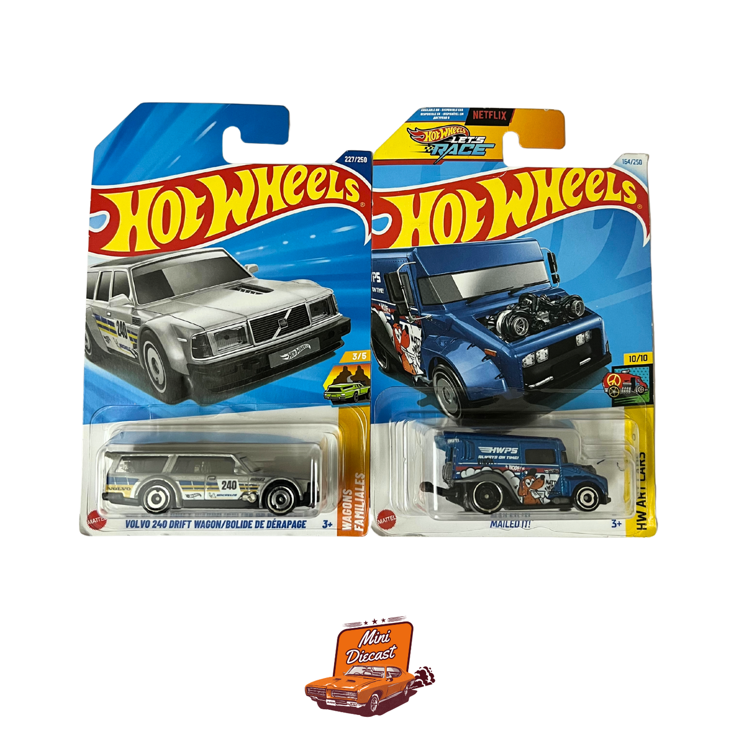 Hot Wheels Mainline (Set of 2) – Volvo 240 Drift Wagon / Mailed It