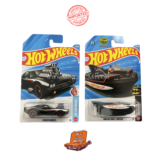 Hot Wheels Mainline (Set of 2) – Rodger Dodger / 1966 Bat Boat (Imported)