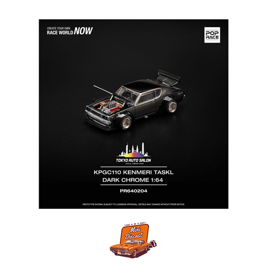 Pop Race Tokyo Auto Salon Kuala Lumpur 2024 Skyline KPGC110 (Kenmeri) Dark Chrome Taskl (PR64-0204)