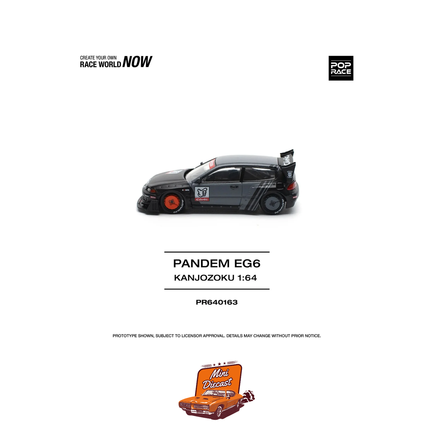Pop Race Pandem Civic EG6 Kanjozoku (PR64-163)