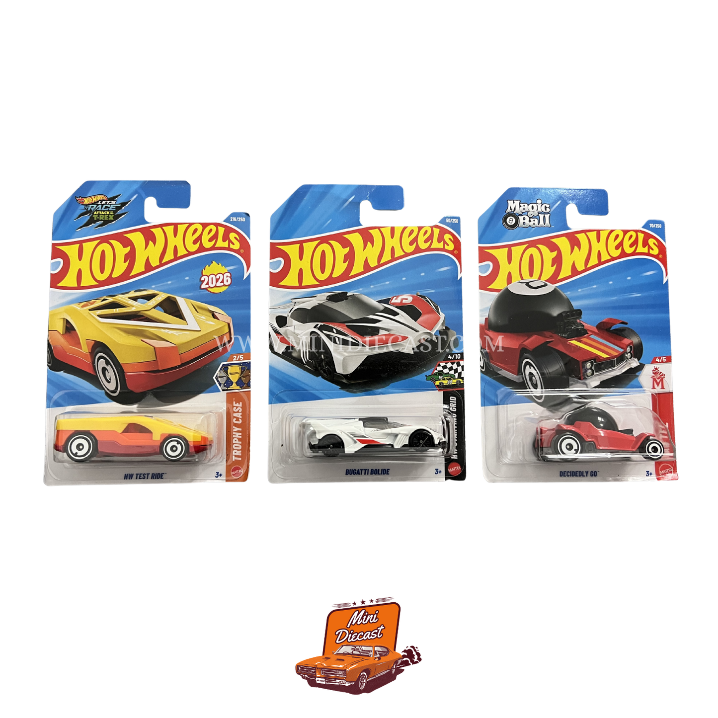 Hot Wheels Mainline (Set of 3) – HW Test Ride / Bugatti Bolide / Decidedly Go