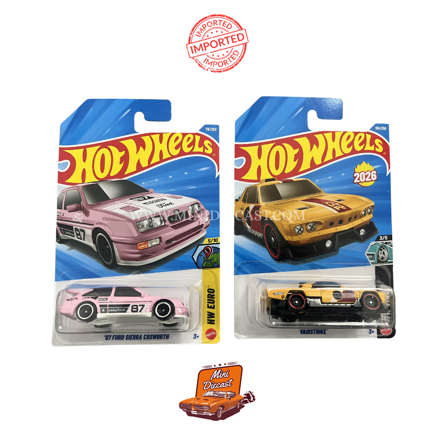 Hot Wheels Mainline (Set of 2) – '87 Ford Sierra Cosworth / Vairstrike (Imported)