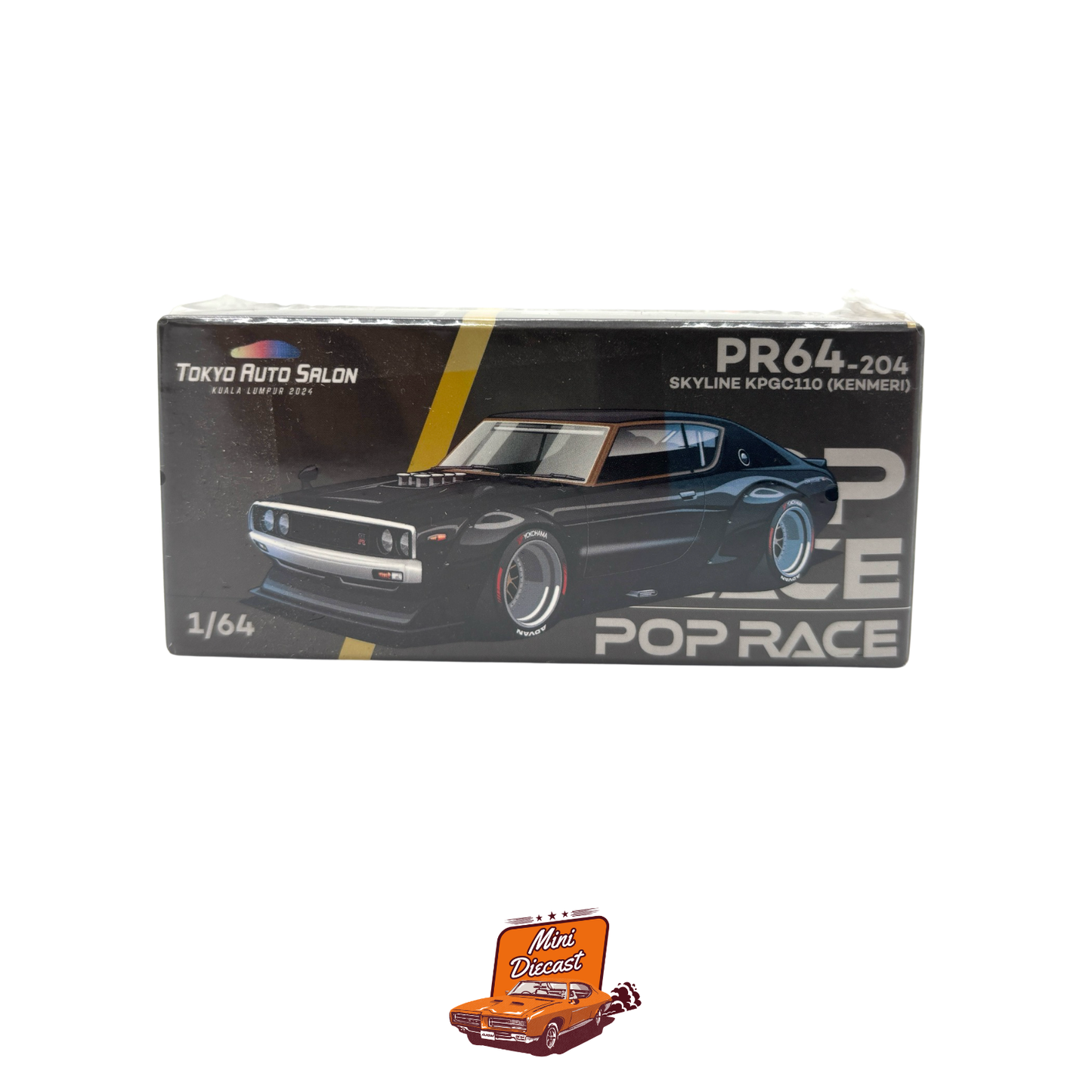 Pop Race Tokyo Auto Salon Kuala Lumpur 2024 Skyline KPGC110 (Kenmeri) Dark Chrome Taskl (PR64-0204)