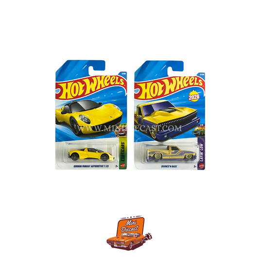 Hot Wheels Mainline (Set of 2) – Gordon Murray Automotive T.33 / Bounce’n Bass