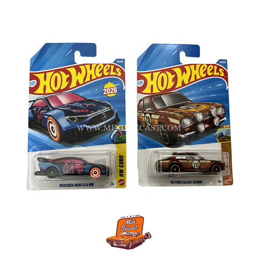 Hot Wheels Mainline (Set of 2) – Mercedes-Benz CLA HW / ’70 Ford Escort RS1600