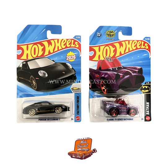 Hot Wheels Mainline (Set of 2) – Porsche 911 Carrera T / Classic TV Series Batmobile
