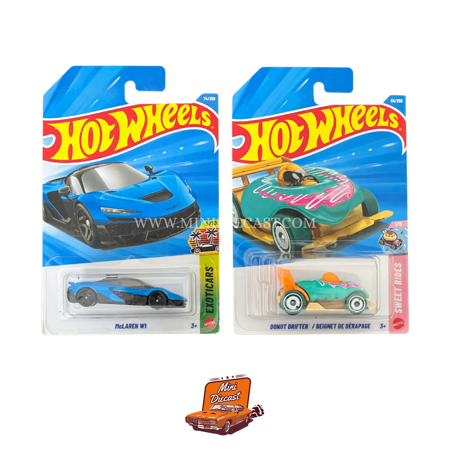 Hot Wheels Mainline (Set of 2) – McLaren W1 / Donut Drifter