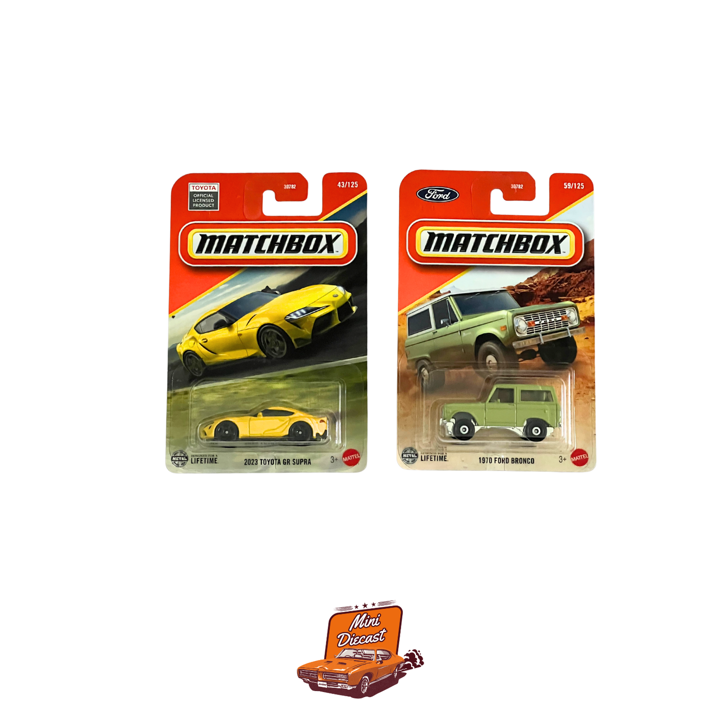 Matchbox (Set of 2) – 2023 Toyota GR Supra / 1970 Ford Bronco