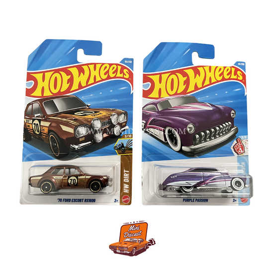 Hot Wheels Mainline (Set of 2) – ’70 Ford Escort RS1600 / Purple Passion
