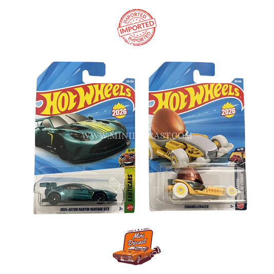 Hot Wheels Mainline (Set of 2) – 2024 Aston Martin Vantage GT3 / Eggshelleracer (Imported)