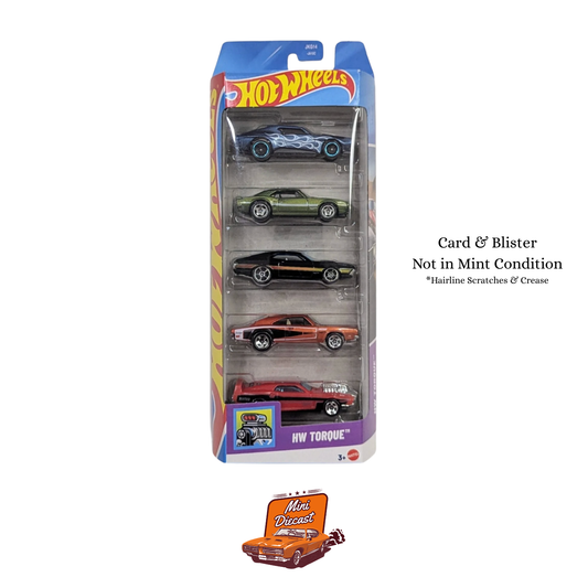 Hot Wheels 5 Pack – HW Torque (Creased Box / Blister Dent Hairline Scratch)
