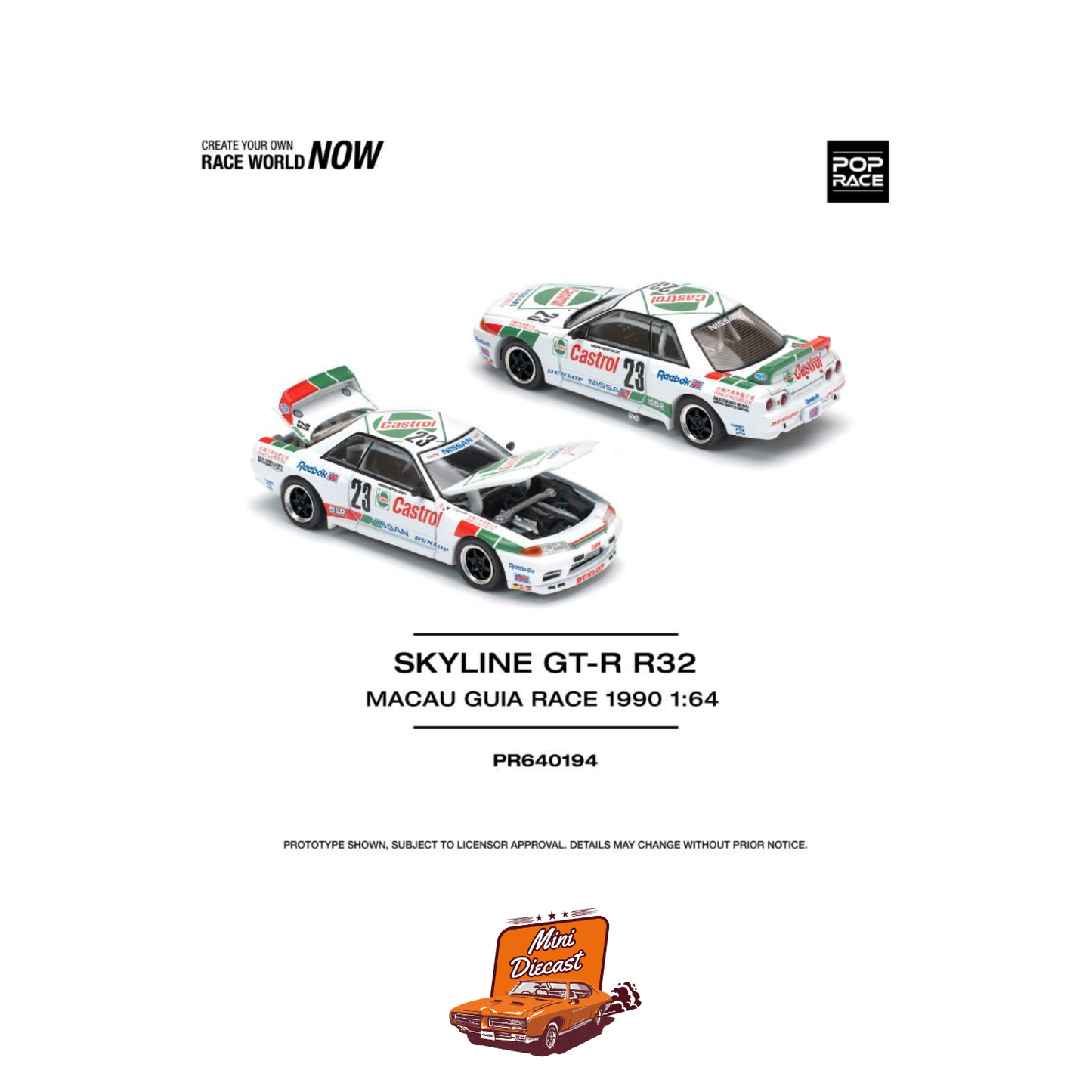 Pop Race Skyline GT-R (R32) Macau Guia Race 1990 (PR64-194)