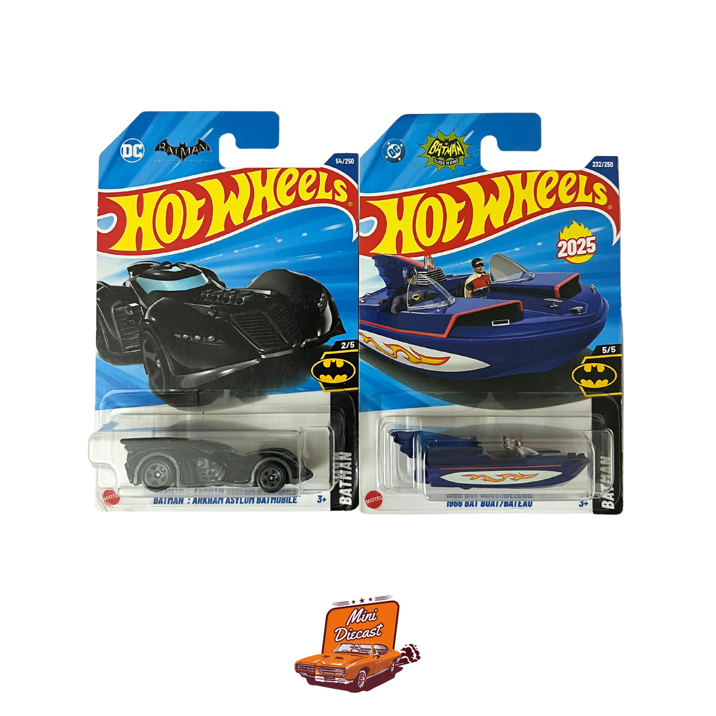 Hot Wheels Mainline (Set of 2) – Arkham Asylum Batmobile / 1966 Bat Boat
