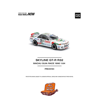 Pop Race Skyline GT-R (R32) Macau Guia Race 1990 (PR64-194)