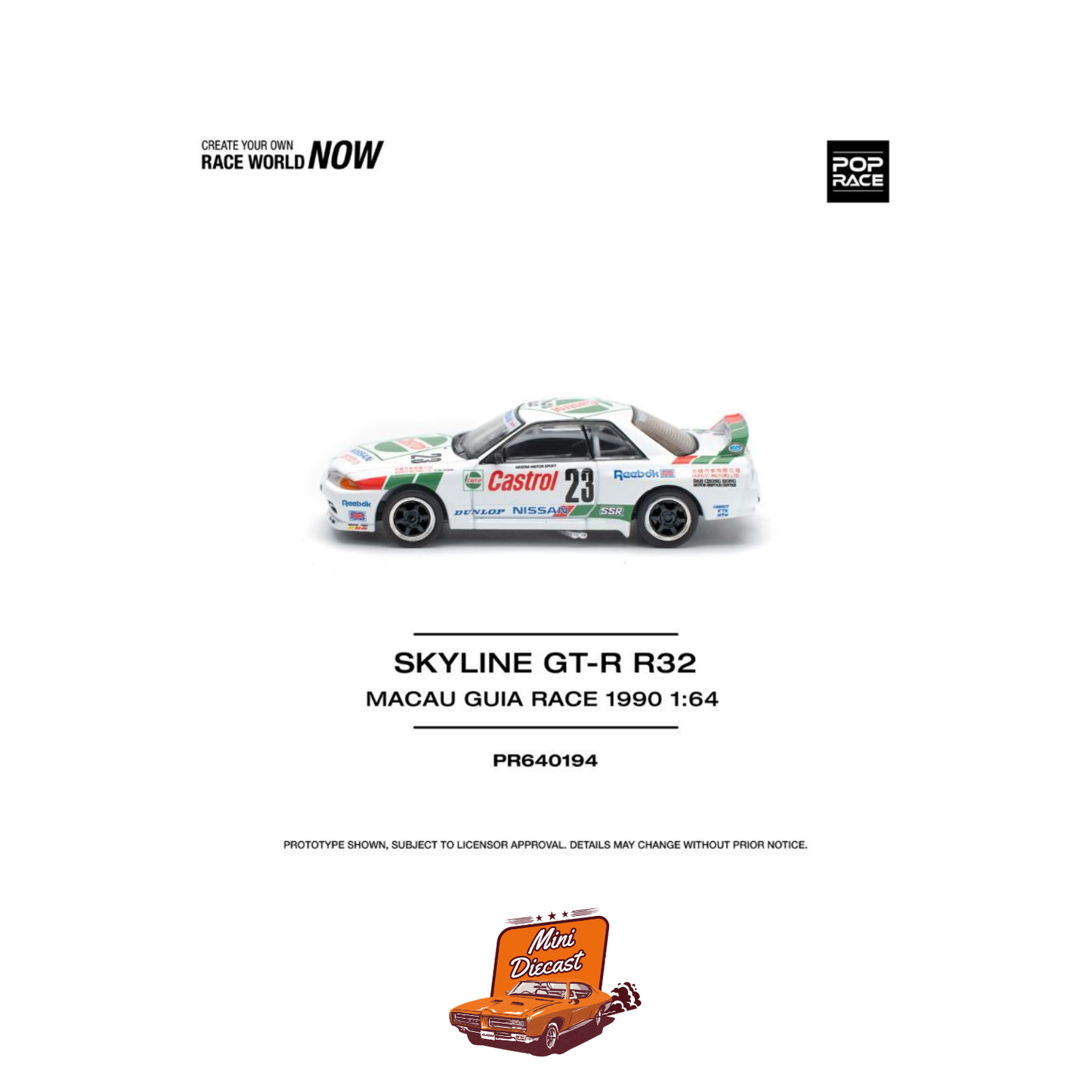 Pop Race Skyline GT-R (R32) Macau Guia Race 1990 (PR64-194)