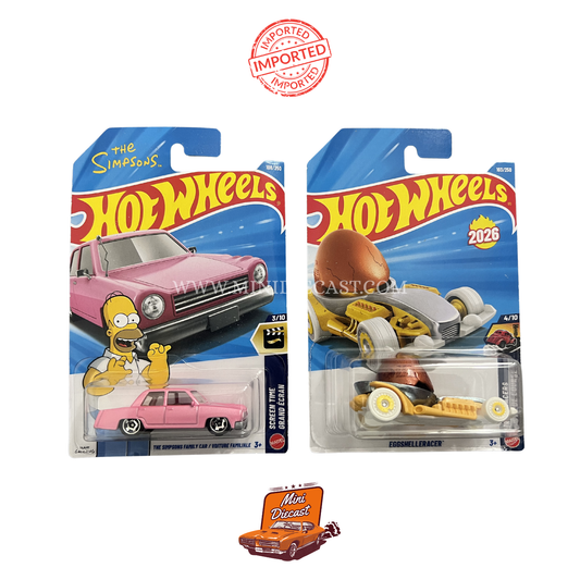 Hot Wheels Mainline (Set of 2) – The Simpsons Family Car / Eggshelleracer (Imported)
