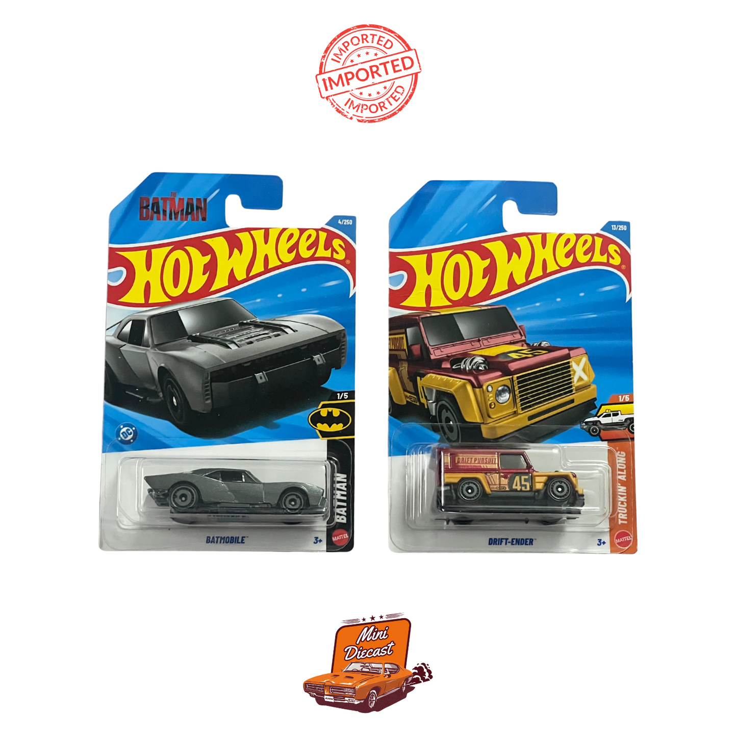 Hot Wheels Mainline (Set of 2) – Batmobile / Drift-Ender (Imported)