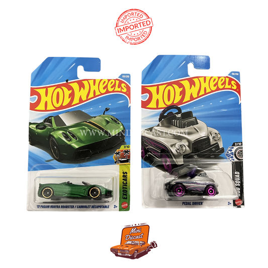 Hot Wheels Mainline (Set of 2) – '17 Pagani Huayra Roadster / Pedal Driver (Imported)