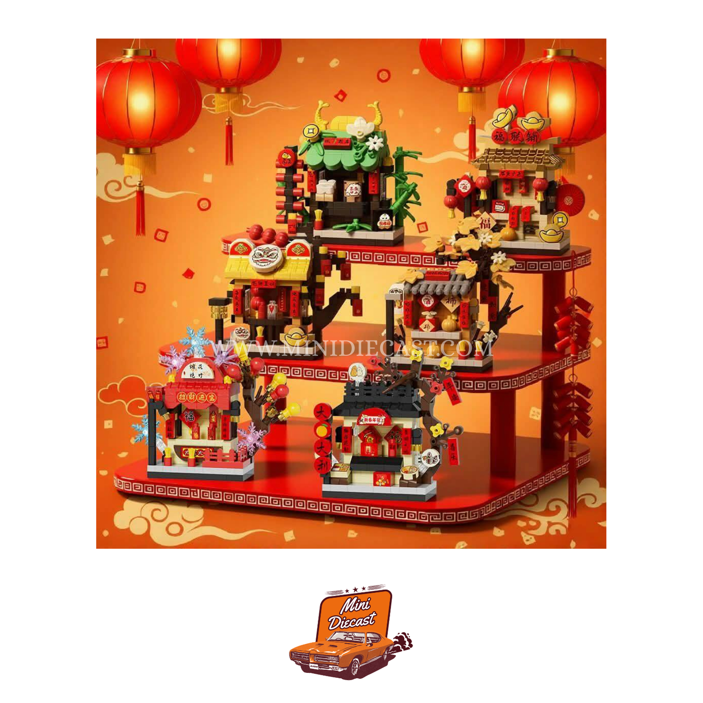 Tawan – Trendy Building Blocks 2026 New Year Street (Set of 6 Boxes / 6 Designs) (Imported)