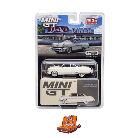 Mini GT #631 Lincoln Capri 1954 Arctic White / Atlantic Blue - MiJo Exclusives (Blister Pack) (Imported)