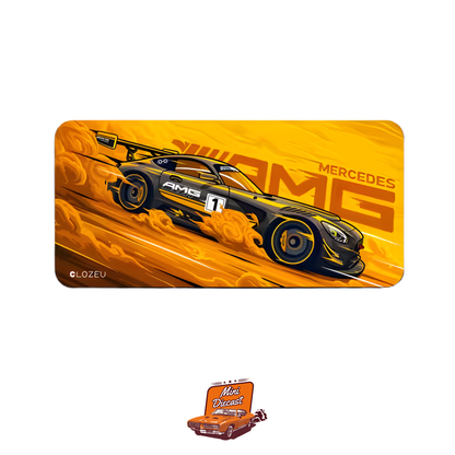 Car Design Printed Mat – Performance Theme (Grey & Orange)