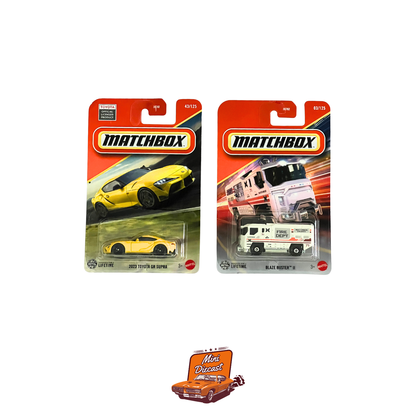 Matchbox (Set of 2) – 2023 Toyota GR Supra / Blaze Buster II