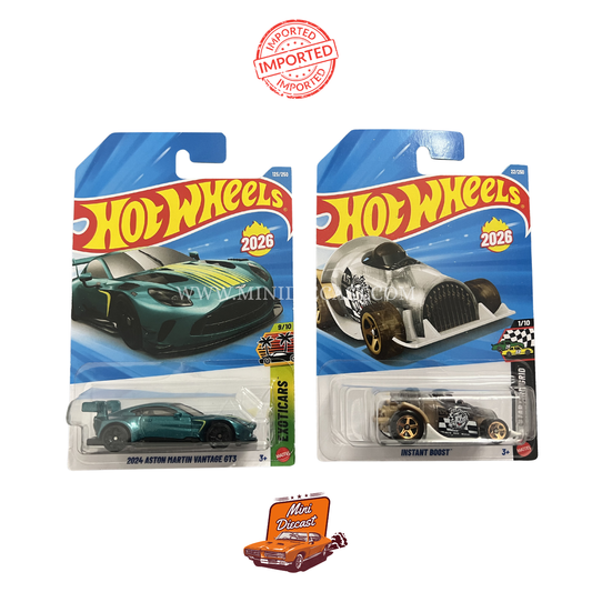 Hot Wheels Mainline (Set of 2) – 2024 Aston Martin Vantage GT3 / Instant Boost (Imported)