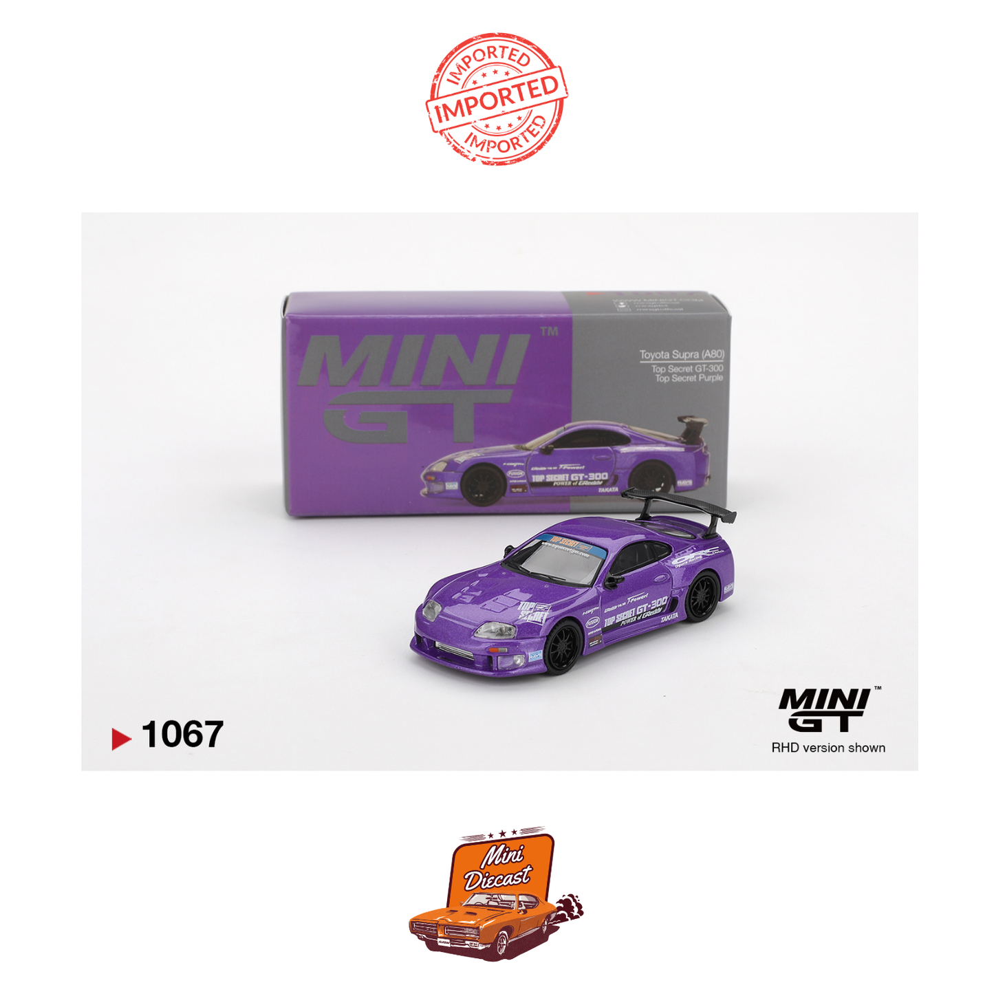 Mini GT #1067 Toyota Supra (A80) Top Secret GT-300 (Purple)