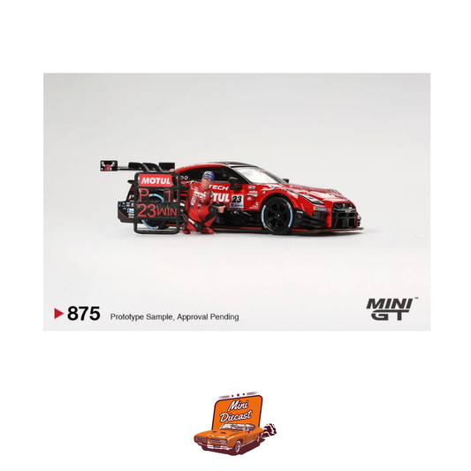 Mini GT #875 Nissan GT-R NISMO #23 "MOTUL AUTECH GT-R 2021" SUPER GT SERIES Suzuka winner W/ Matsuda Figure Tsugio Matsuda Collection No.2