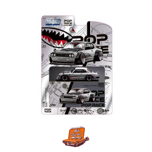 Pop Race #005 Skyline GT-R V8 Drift Hakosuka Chrome Shark Mouth Livery (Blister Pack)