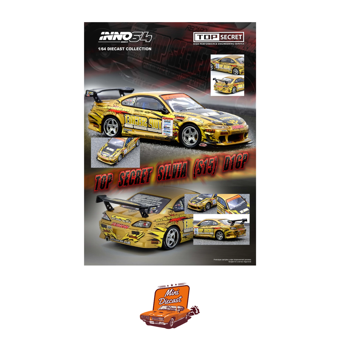INNO64 Top Secret Silvia (S15) Gold D1 Grand Prix Series Champion 2004 IN64-S15TS-D104