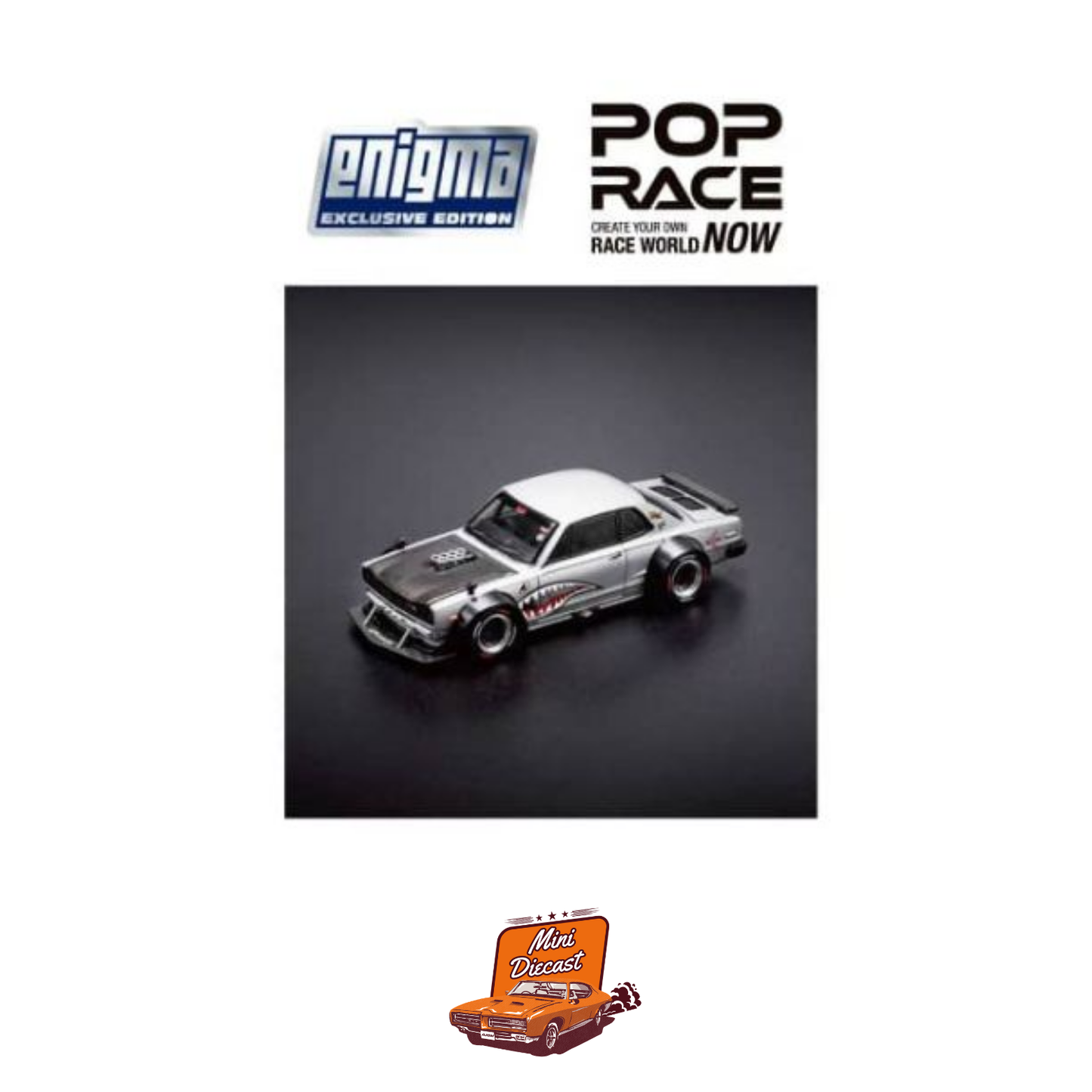 Pop Race #005 Skyline GT-R V8 Drift Hakosuka Chrome Shark Mouth Livery (Blister Pack)