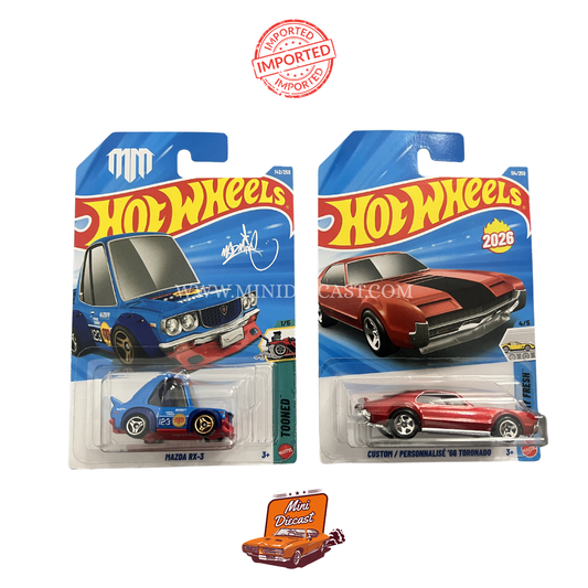 Hot Wheels Mainline (Set of 2) – Mazda RX-3 / Custom '66 Toronado (Imported)