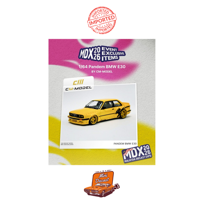 CM Model Pandem BMW E30 Yellow (2026 Malaysia Diecast Expo Exclusive) (MDX26) (Imported)