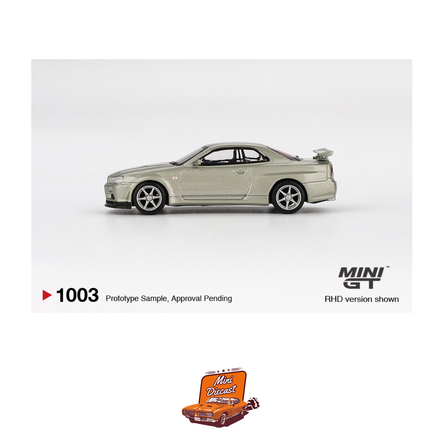 Mini GT #1003 Nissan Skyline GT-R (R34) V-Spec II Nür Millennium Jade