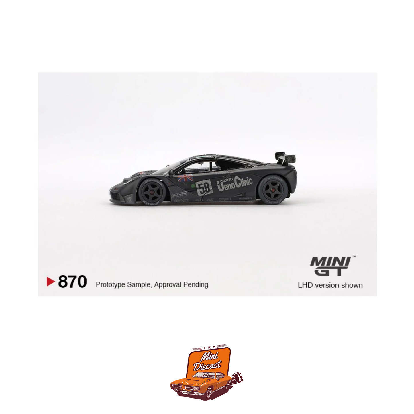 Mini GT #870 McLaren F1 GTR #59 – 1995 Le Mans 24 Hour Winner Post-Race Weathered (Blister Pack)